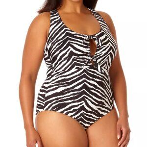 NWT Salt + Cove Juniors' Printed Knot-Front Cross-Back 1 Piece Size 0X $50 FF306